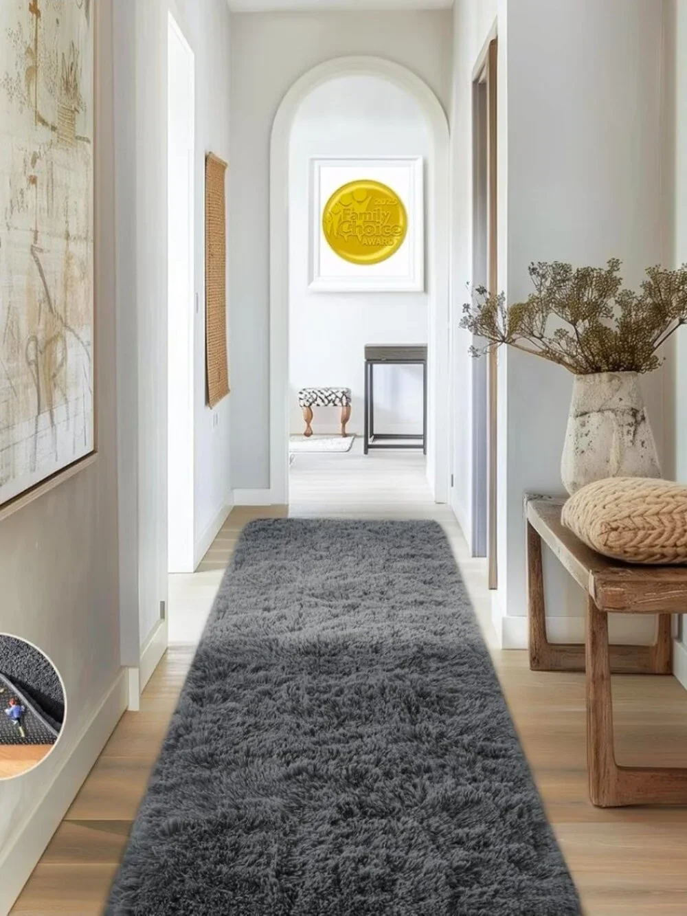 Ophanie Runner Rug for Hallway, 2x6 Upgrade Non-Slip Fluffy Soft Bedside Rugs